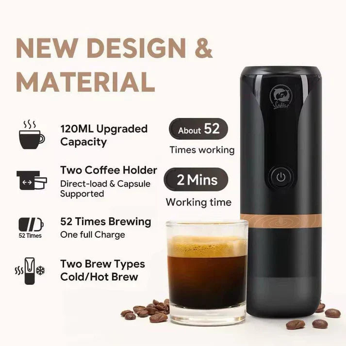 Portable Electric Espresso Maker – One-Touch Travel Coffee Machine